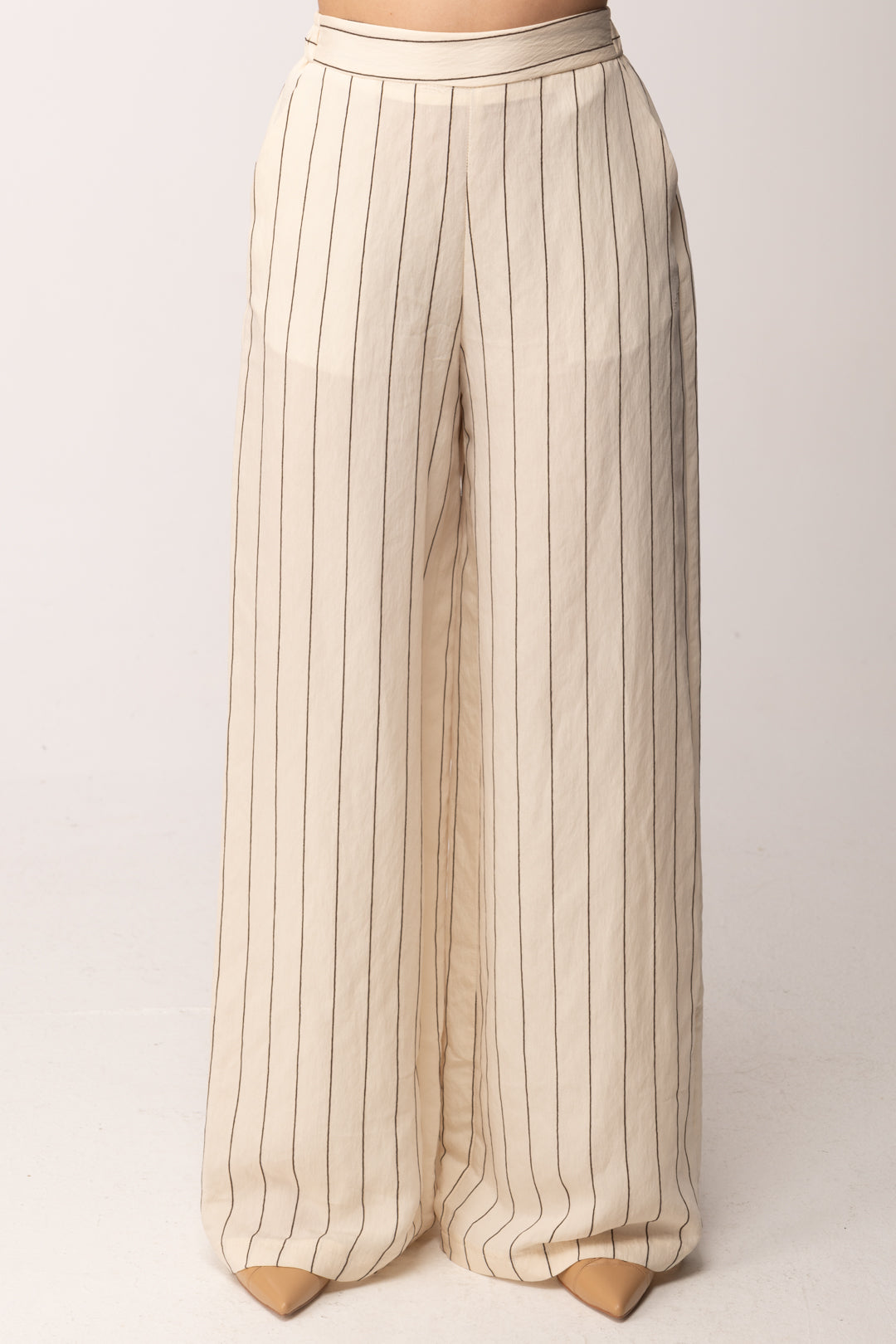 Imperial Pantaloni Palazzo Gessati a Vita Alta P6N6LOV PANNA