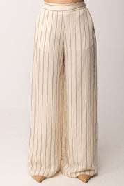 Imperial Pantaloni Palazzo Gessati a Vita Alta P6N6LOV PANNA