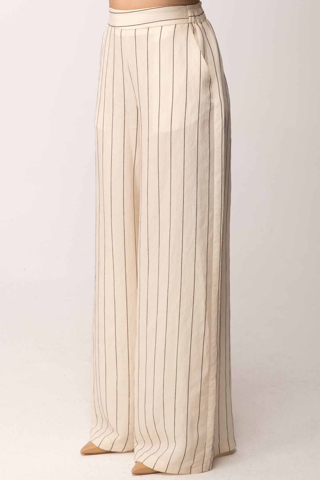 Imperial Pantaloni Palazzo Gessati a Vita Alta P6N6LOV PANNA