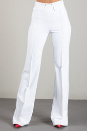 Elisabetta Franchi Pantaloni Palazzo In Doppio Crêpe Stretch PA19666E2 AVORIO