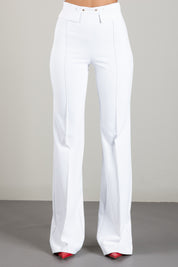 Elisabetta Franchi Pantaloni Palazzo In Doppio Crêpe Stretch PA19666E2 AVORIO