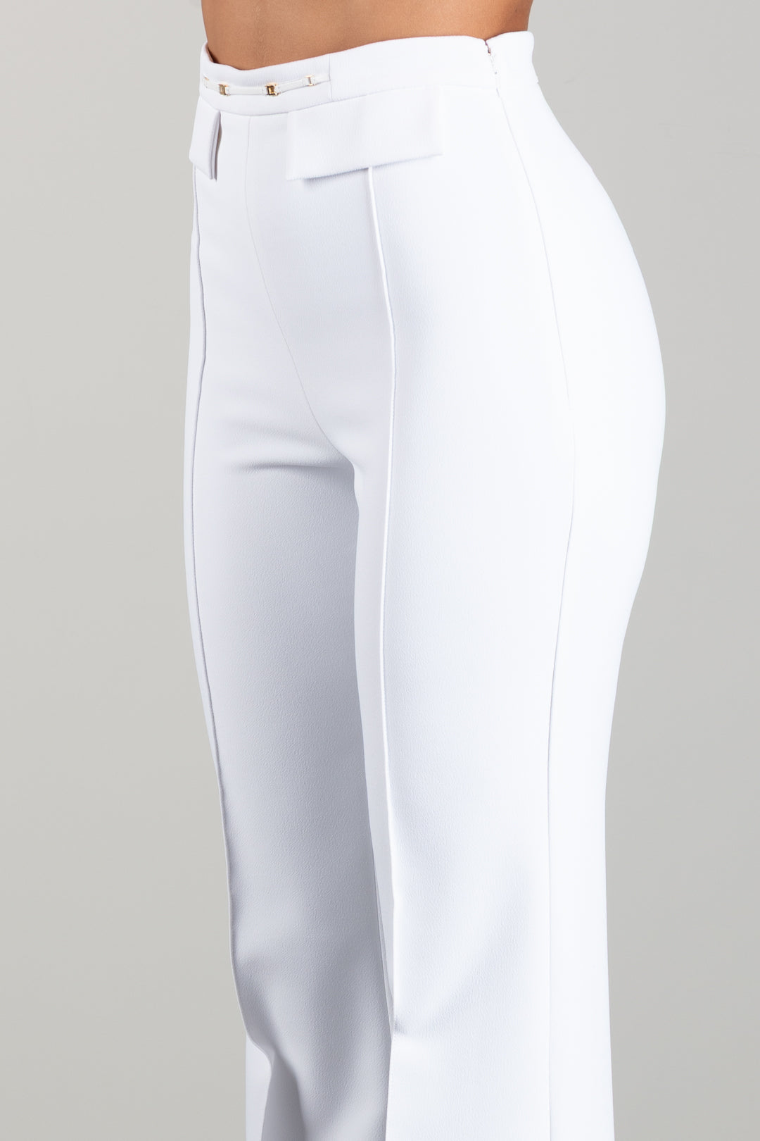 Elisabetta Franchi Pantaloni Palazzo In Doppio Crêpe Stretch PA19666E2 AVORIO