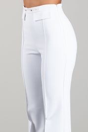 Elisabetta Franchi Pantaloni Palazzo In Doppio Crêpe Stretch PA19666E2 AVORIO