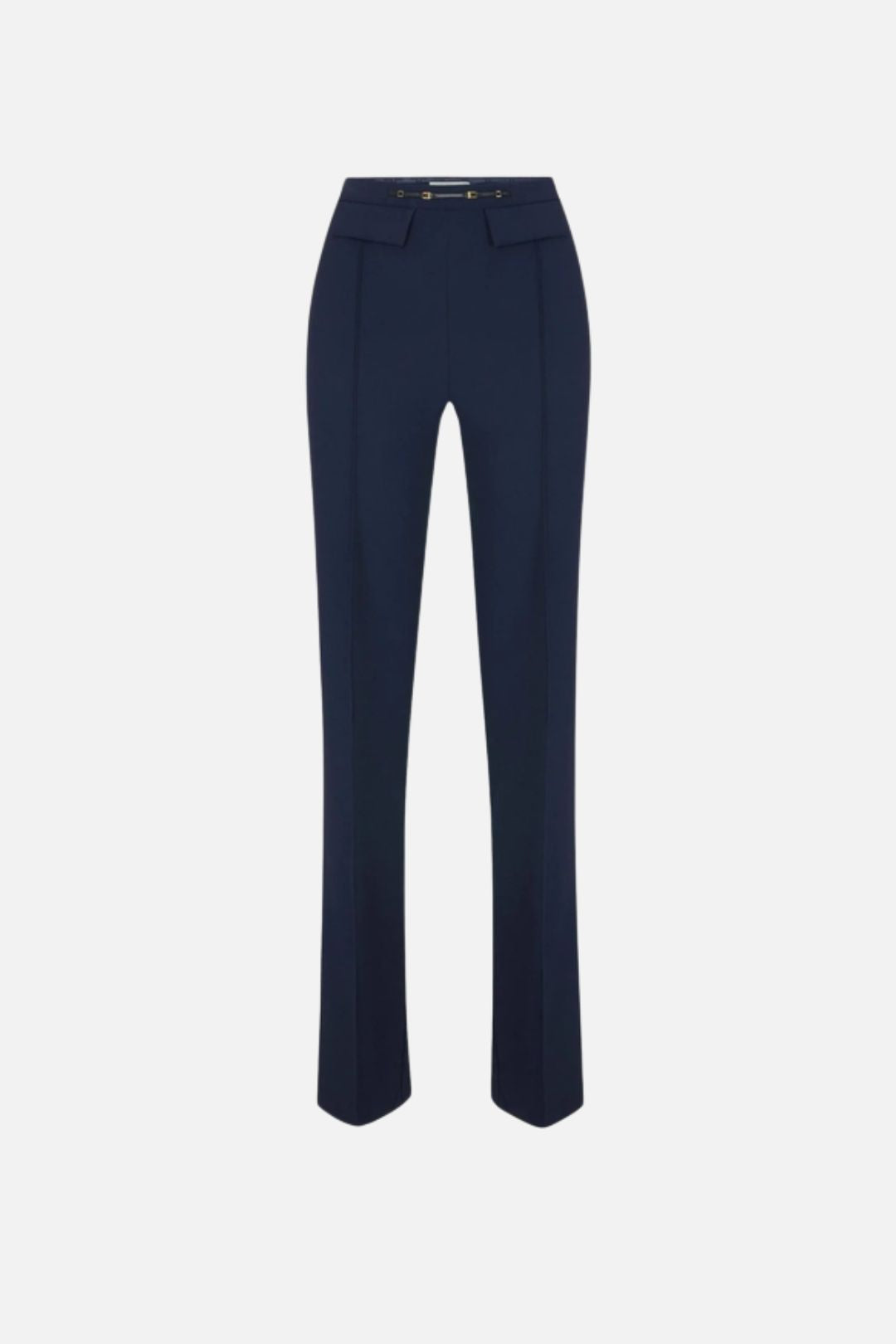 Elisabetta Franchi Pantaloni Palazzo In Doppio Crêpe Stretch PA19666E2 BLU NOTTE