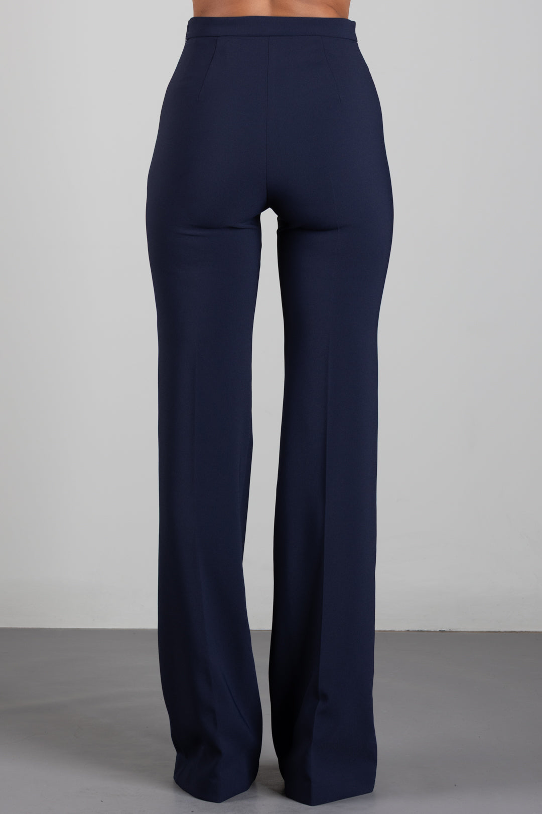 Elisabetta Franchi Pantaloni Palazzo In Doppio Crêpe Stretch PA19666E2 BLU NOTTE