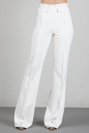 Elisabetta Franchi Pantaloni Palazzo In Doppio Crêpe Stretch PA19666E2 BURRO