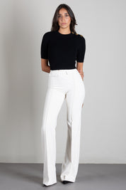 Elisabetta Franchi Pantaloni Palazzo In Doppio Crêpe Stretch PA19666E2 BURRO