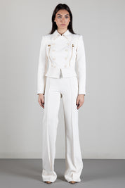 Elisabetta Franchi Pantaloni Palazzo In Doppio Crêpe Stretch PA19666E2 BURRO