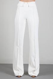 Elisabetta Franchi Pantaloni Palazzo In Doppio Crêpe Stretch PA19666E2 BURRO