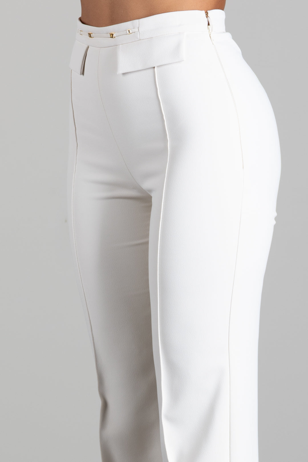 Elisabetta Franchi Pantaloni Palazzo In Doppio Crêpe Stretch PA19666E2 BURRO