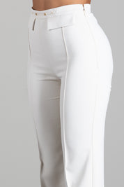 Elisabetta Franchi Pantaloni Palazzo In Doppio Crêpe Stretch PA19666E2 BURRO