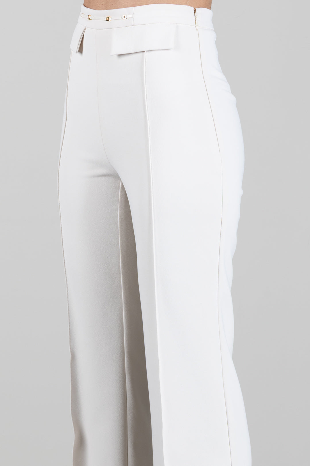 Elisabetta Franchi Pantaloni Palazzo In Doppio Crêpe Stretch PA19666E2 BURRO