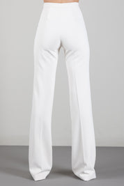 Elisabetta Franchi Pantaloni Palazzo In Doppio Crêpe Stretch PA19666E2 BURRO