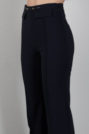 Elisabetta Franchi Pantaloni Palazzo In Doppio Crêpe Stretch PA19666E2 NERO