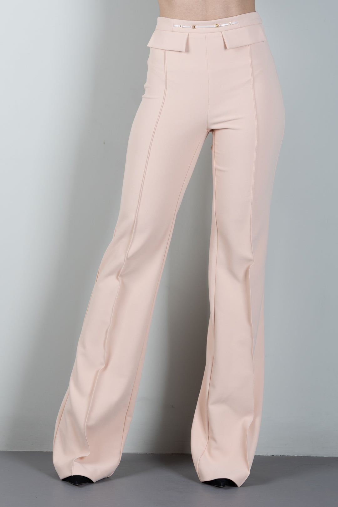 Elisabetta Franchi Pantaloni Palazzo In Doppio Crêpe Stretch PA19666E2 NUDE