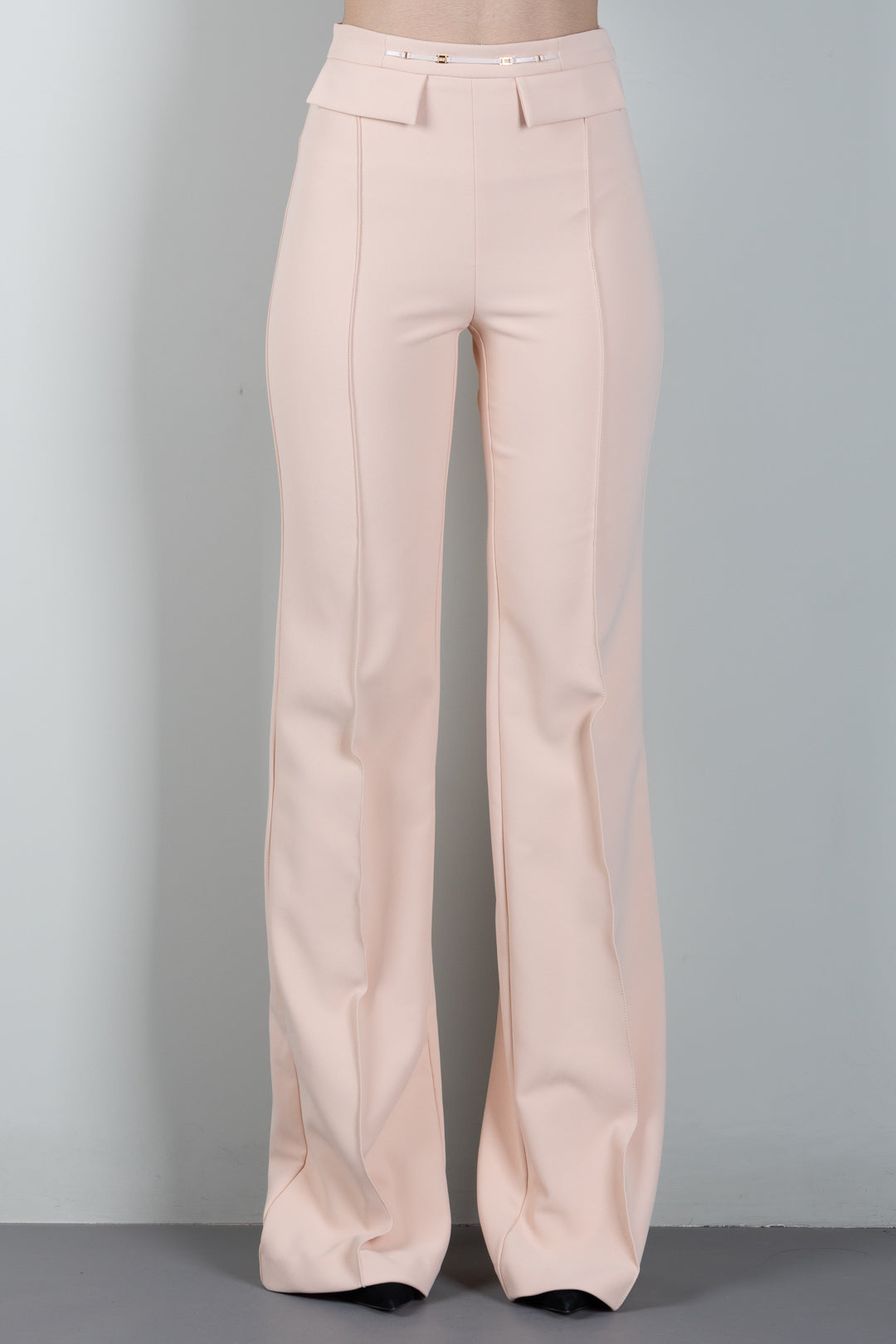 Elisabetta Franchi Pantaloni Palazzo In Doppio Crêpe Stretch PA19666E2 NUDE