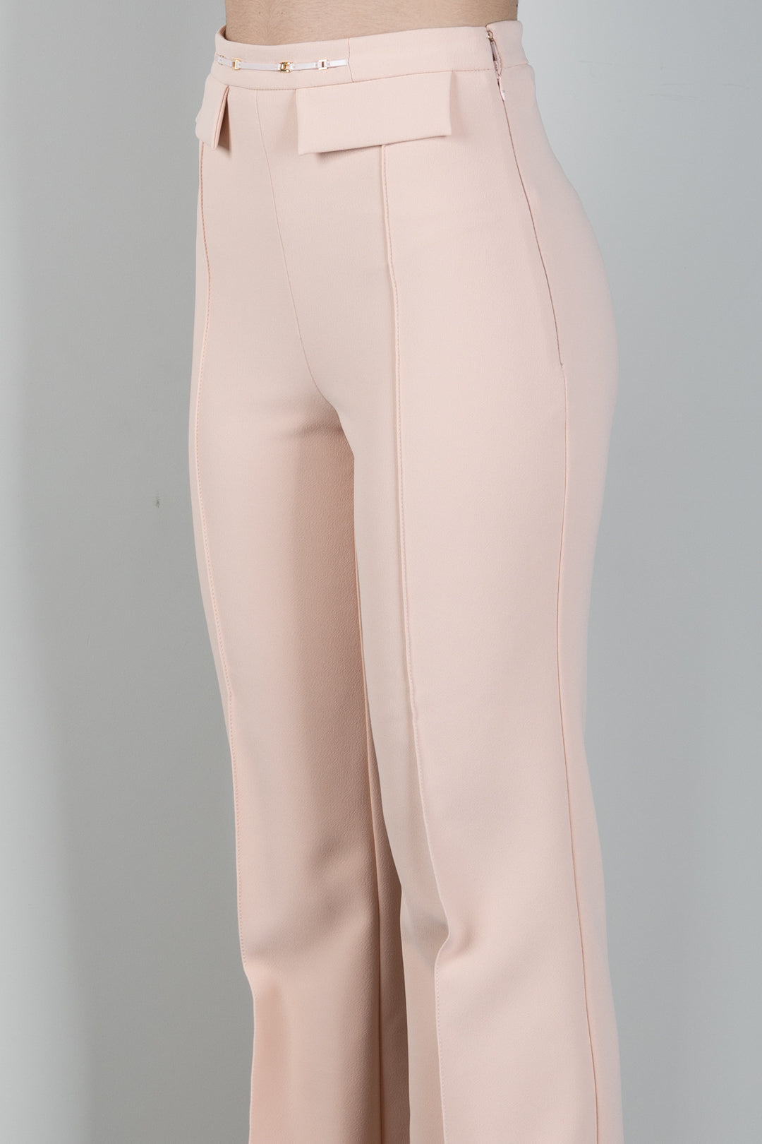 Elisabetta Franchi Pantaloni Palazzo In Doppio Crêpe Stretch PA19666E2 NUDE