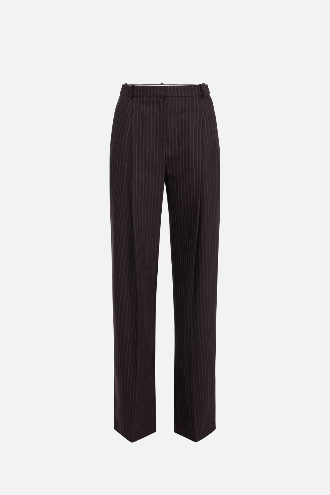 Elisabetta Franchi Pantaloni Palazzo In Fresco Lana Gessato PA17666E2 DARK CHOCOLATE/GLASS