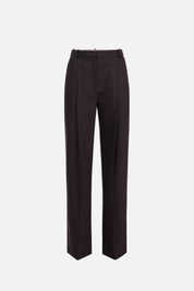 Elisabetta Franchi Pantaloni Palazzo In Fresco Lana Gessato PA17666E2 DARK CHOCOLATE/GLASS
