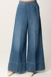 Pinko Pantaloni Palazzo In Jeans 104823 A2GQ LAVAGGIO MEDIO SCURO