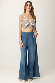 Pinko Pantaloni Palazzo In Jeans 104823 A2GQ LAVAGGIO MEDIO SCURO