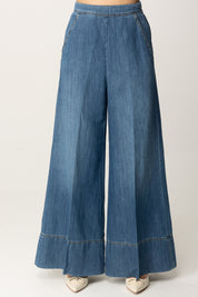 Pinko Pantaloni Palazzo In Jeans 104823 A2GQ LAVAGGIO MEDIO SCURO