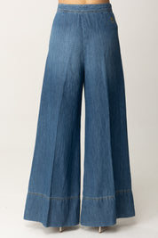 Pinko Pantaloni Palazzo In Jeans 104823 A2GQ LAVAGGIO MEDIO SCURO