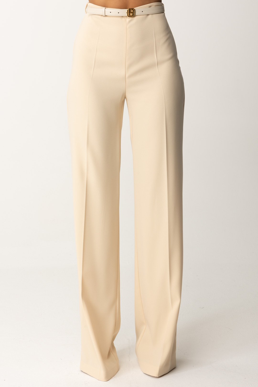 Elisabetta Franchi Woman Satin Palazzo Pants with Belt