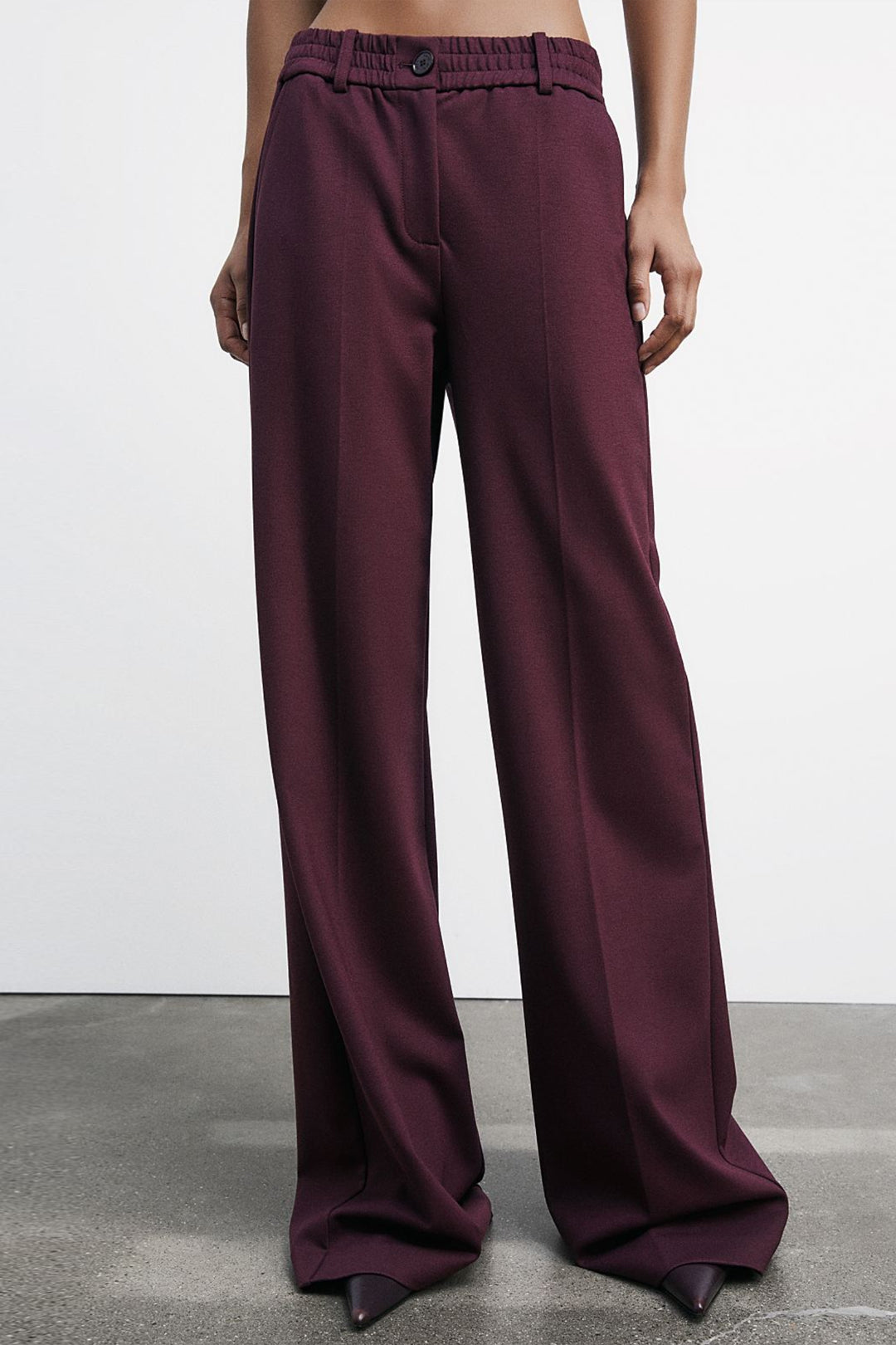 Patrizia Pepe Pantaloni Palazzo In Tessuto Tecnico Stretch 2P1652 A025 PURPLE RED