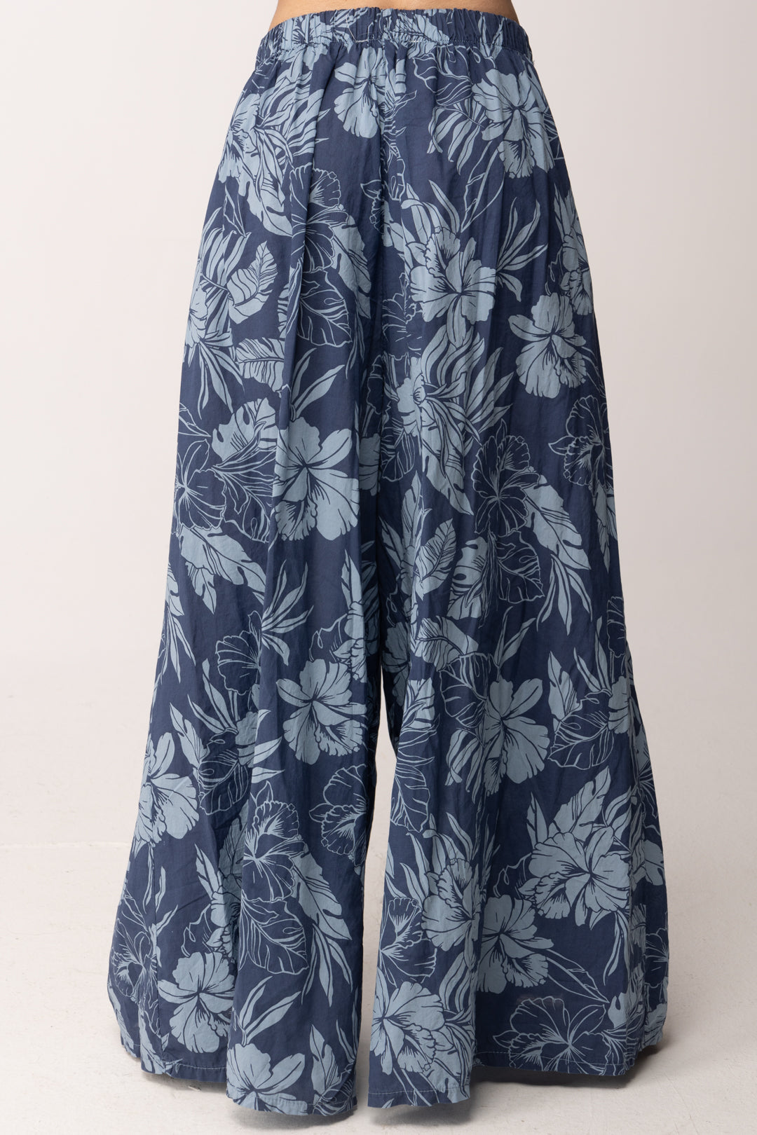 Khloe Femme Pantaloni Palazzo Tropicali Stampa Floreale A6669-M11 BLU