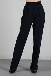 Elisabetta Franchi Pantaloni Regular In Crêpe Leggero con Pinces PA19466E2 NERO