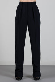 Elisabetta Franchi Pantaloni Regular In Crêpe Leggero con Pinces PA19466E2 NERO