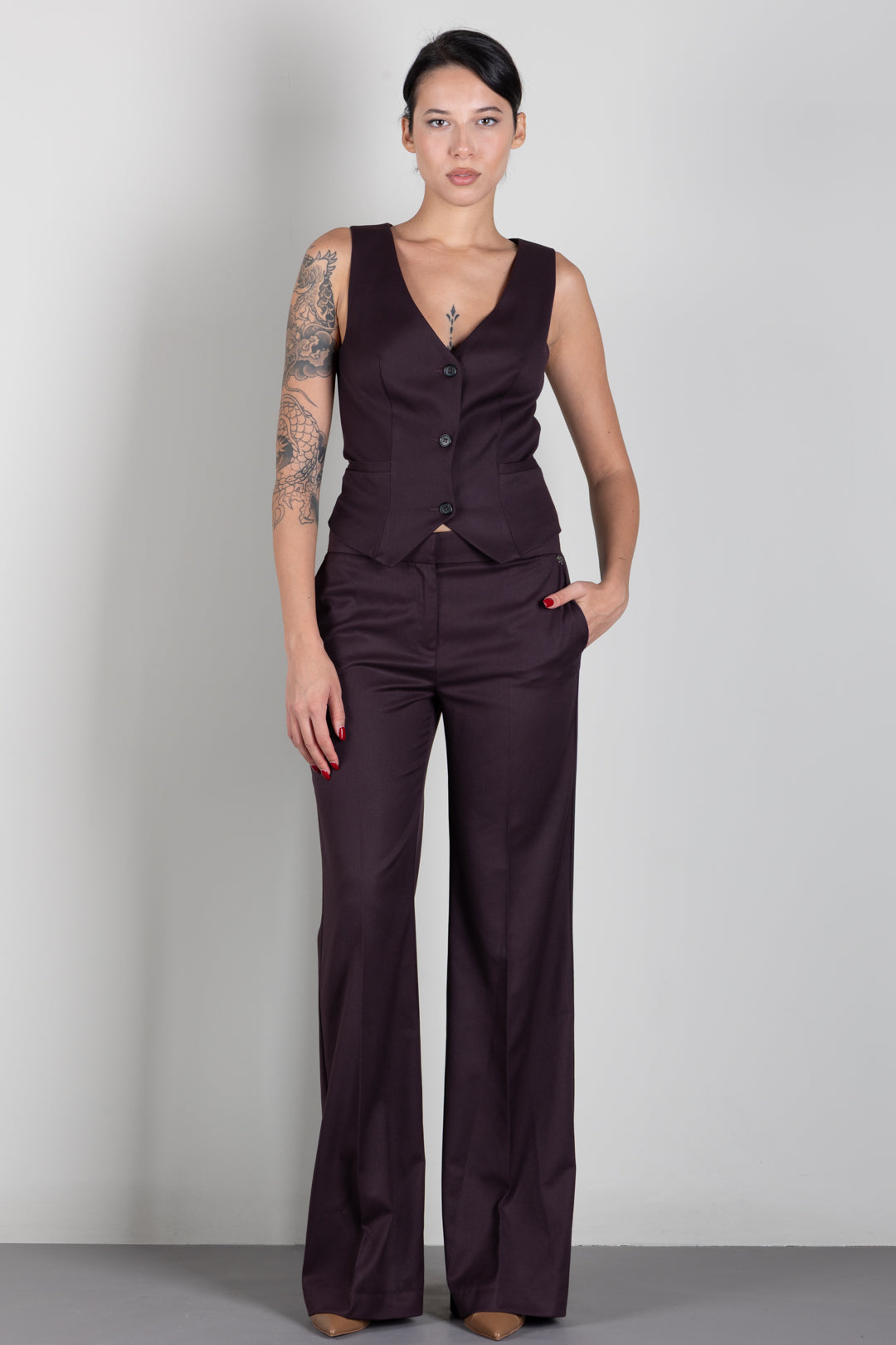 Aniye By Pantaloni Rio Flared con Piega Stirata 181099 RUBY NOIR :AI26