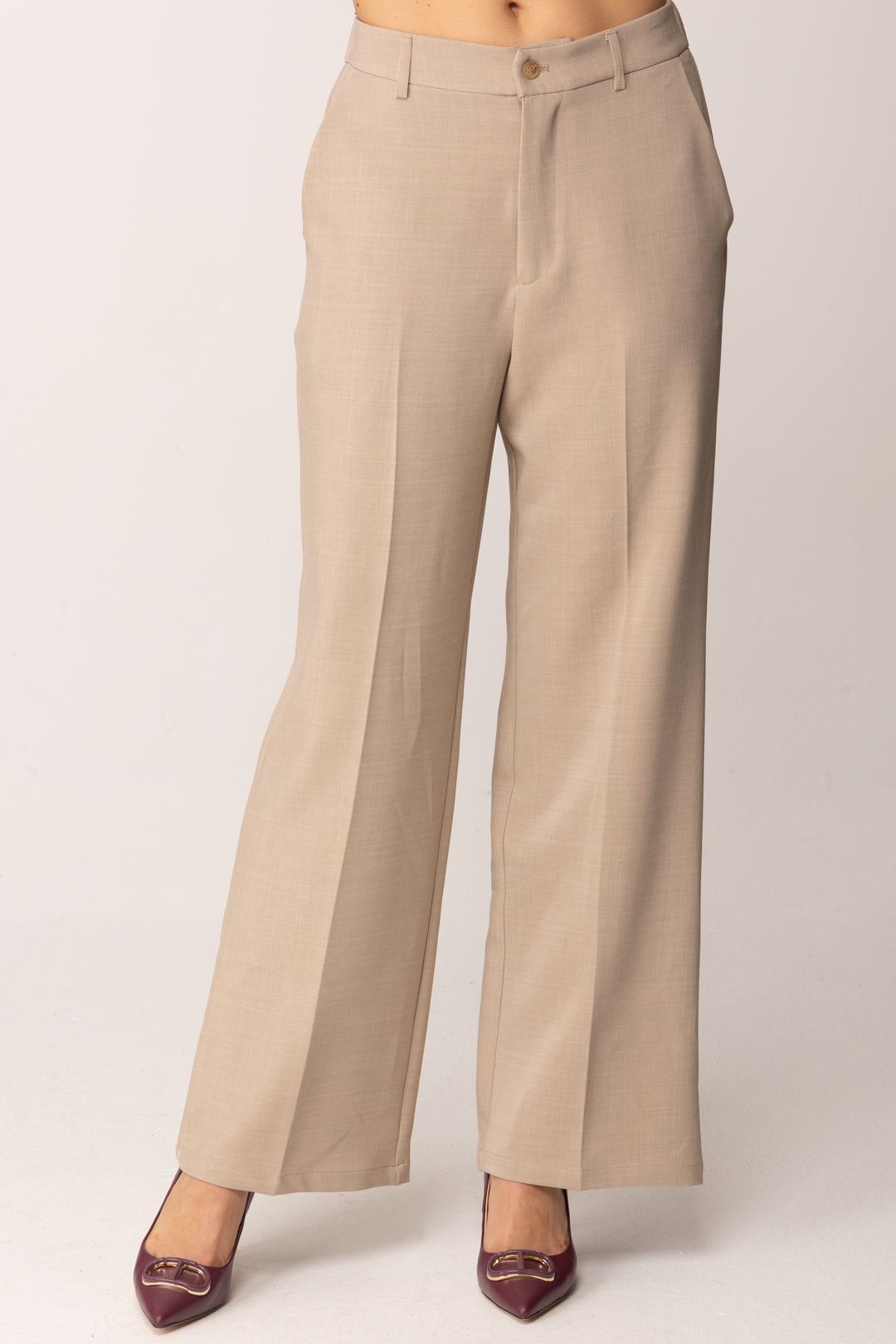 Khloe Femme Pantaloni Sartoriali a Gamba Dritta BEIGE