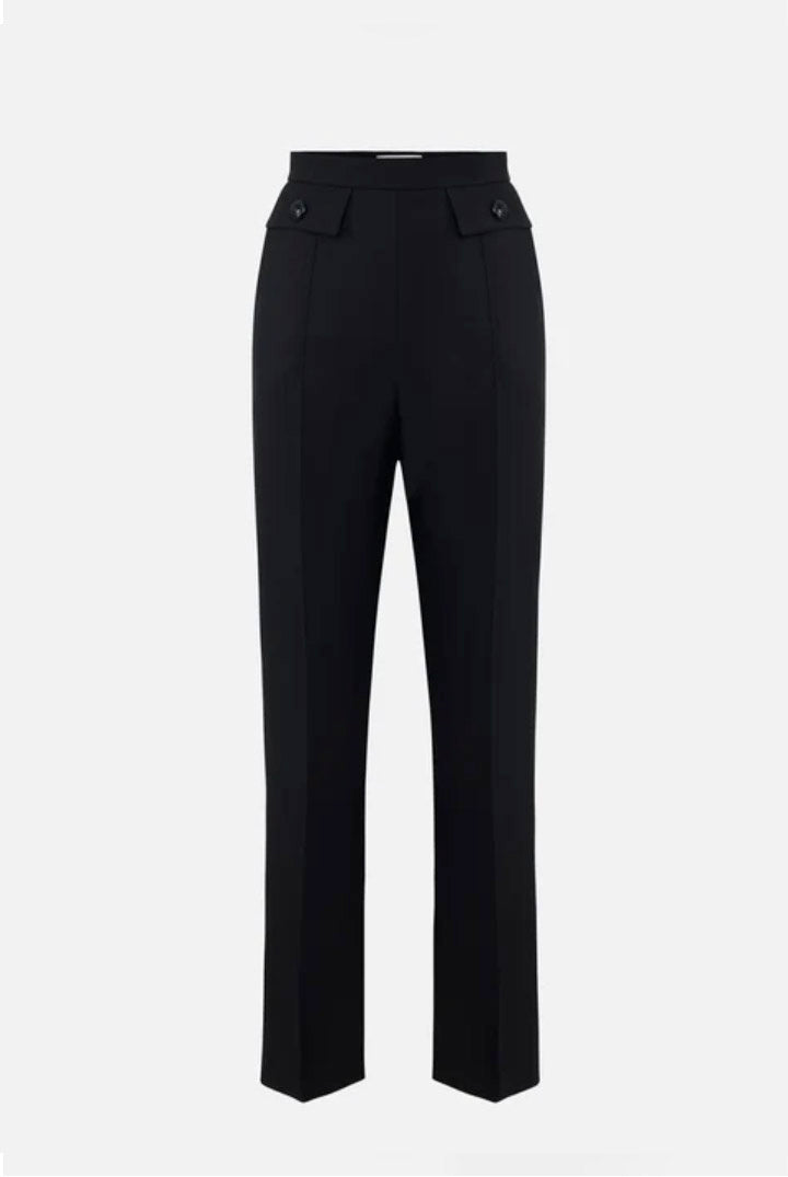 Elisabetta Franchi Pantaloni Sartoriali In Fresco Di Lana con Tasche a Patta PA21668E2 NERO