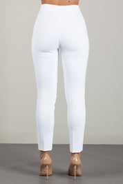 Elisabetta Franchi Pantaloni Slim In Doppio Crêpe con Morsetto Logo PA19566E2 AVORIO