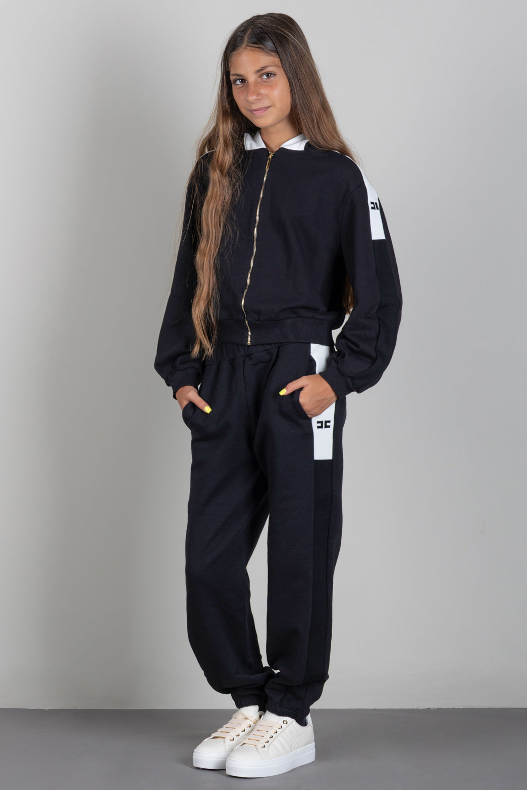 Elisabetta Franchi Bambina Pantaloni Sportivi con Stampa Logo EFPA327CFF017.N101