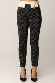 Elisabetta Franchi Pantaloni Stampa Logo con Dettagli a Contrasto PAS0156E2 NERO/MILK