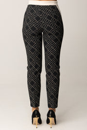 Elisabetta Franchi Pantaloni Stampa Logo con Dettagli a Contrasto PAS0156E2 NERO/MILK