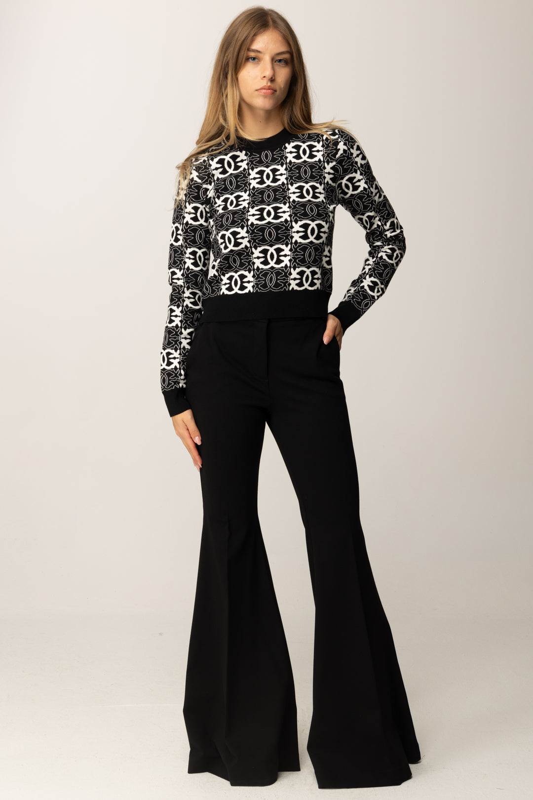 Pinko Pantaloni Svasati a Vita Alta NERO LIMOUSINE