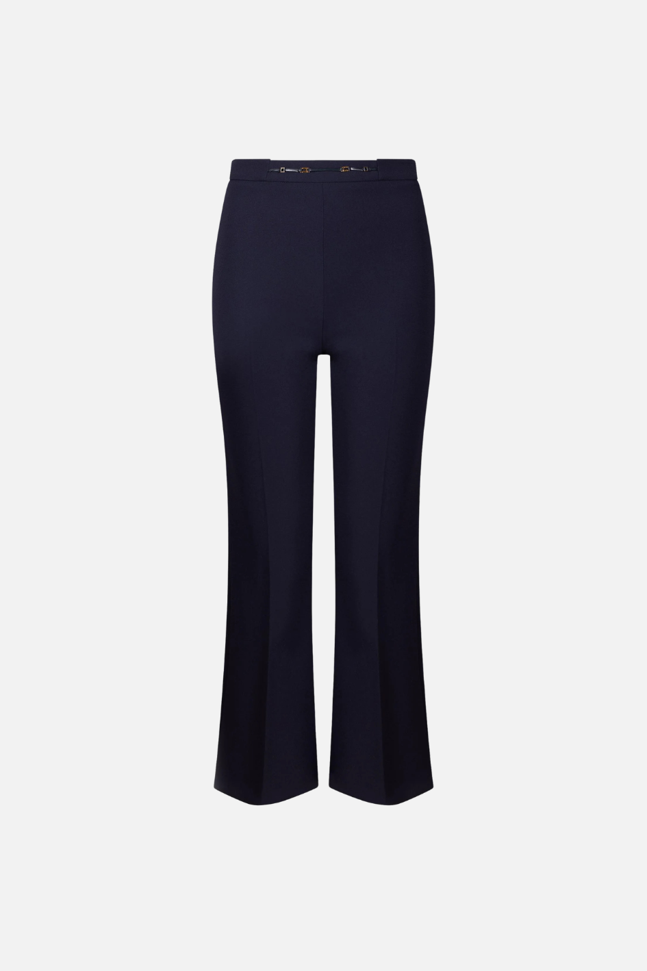 Elisabetta Franchi Pantaloni Svasati con Dettaglio Gioiello In Vita PA19866E2 BLU NOTTE