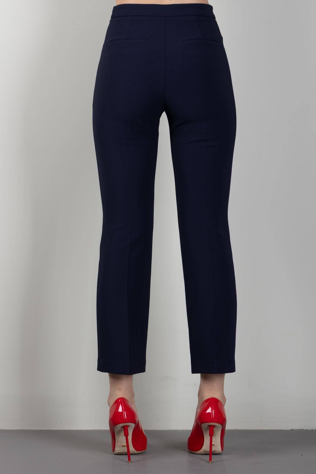 Elisabetta Franchi Pantaloni Svasati con Dettaglio Gioiello In Vita PA19866E2 BLU NOTTE