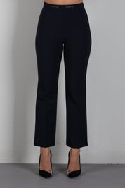 Elisabetta Franchi Pantaloni Svasati con Dettaglio Gioiello In Vita PA19866E2 NERO