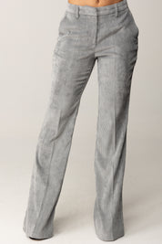 Manila Grace Pantaloni Svasati In Velluto a Coste P093PU NEBBIA