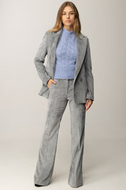 Manila Grace Pantaloni Svasati In Velluto a Coste P093PU NEBBIA