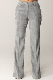 Manila Grace Pantaloni Svasati In Velluto a Coste P093PU NEBBIA