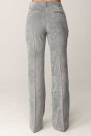 Manila Grace Pantaloni Svasati In Velluto a Coste P093PU NEBBIA