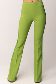 Elisabetta Franchi Pantaloni Vita Alta In Crêpe Leggero e Raso PA18462E2 ALOE