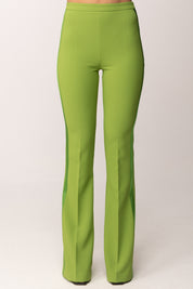 Elisabetta Franchi Pantaloni Vita Alta In Crêpe Leggero e Raso PA18462E2 ALOE