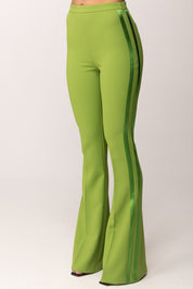 Elisabetta Franchi Pantaloni Vita Alta In Crêpe Leggero e Raso PA18462E2 ALOE